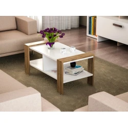 Журнальный стол Ev Plus 12115832, ЛДСП, белый/коричневый, 90x60x42 см