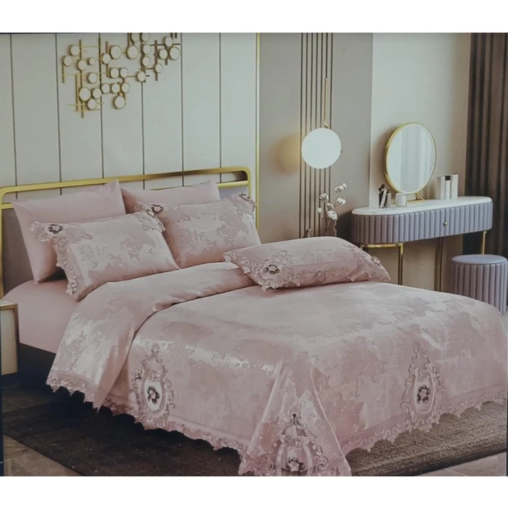 Комплект постельного белья MiraNova SF-808, евро, розовый, пододеяльник 245×250 см, простыня 250×260 см, наволочки 50×70 см/4 шт