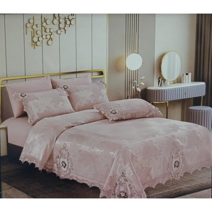 Комплект постельного белья MiraNova SF-808, евро, розовый, пододеяльник 245×250 см, простыня 250×260 см, наволочки 50×70 см/4 шт