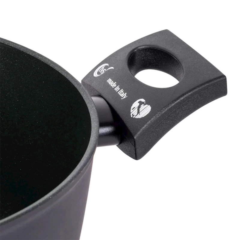 Кастрюля TVS Preziosa Italia, 2.5 l, 20 см, алюминий, с антипригарным покрытием, черная