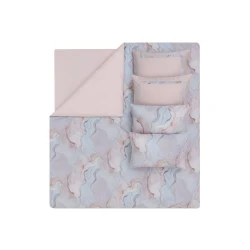 Комплект постельного белья Yataş Valeri Pudra, пододеяльник 200x220 см, простыня 240x260 см, 4 наволочки 50x70 см, двуспальный, хлопковый сатин