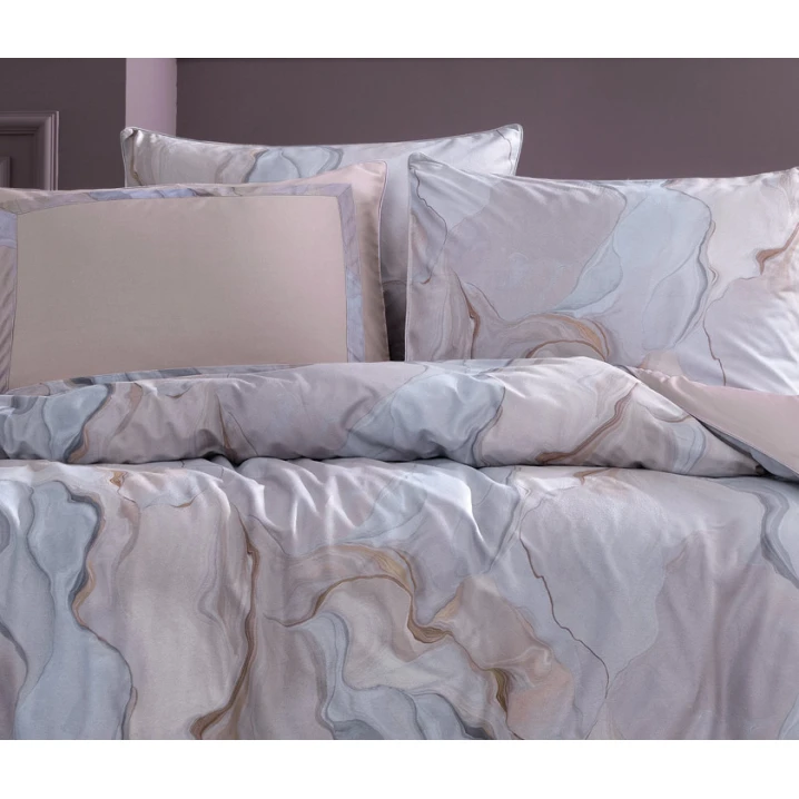 Комплект постельного белья Yataş Valeri Pudra, пододеяльник 200x220 см, простыня 240x260 см, 4 наволочки 50x70 см, двуспальный, хлопковый сатин