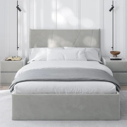 Полутороспальная кровать Art_ikili_yataq 22, ламинат, серая, 200x160x120 см