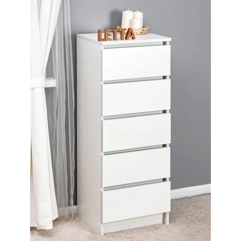 Комод Letta, белый, ЛДСП, 40x35x106 см Комод Letta, белый, ЛДСП, 40x35x106 см
