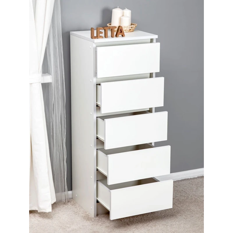 Комод Letta, белый, ЛДСП, 40x35x106 см Комод Letta, белый, ЛДСП, 40x35x106 см