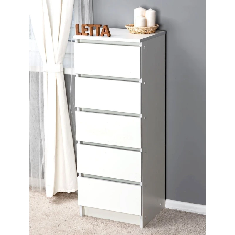 Комод Letta, белый, ЛДСП, 40x35x106 см Комод Letta, белый, ЛДСП, 40x35x106 см