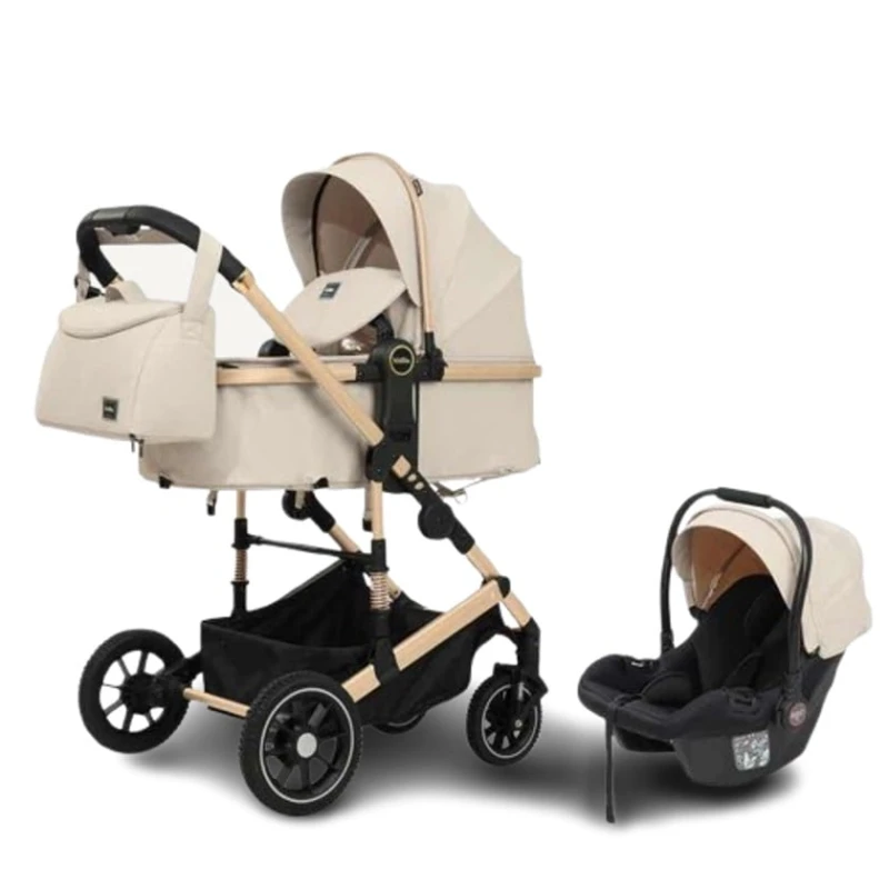 Детская коляска A10+C, кремовая