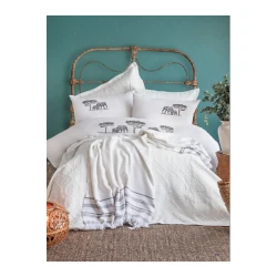 Yataq dəsti Apricitas Home 022, örtük 230х240, yorğan üzü 200х220, mələfə 240х260, yastıq üzü 50х70, ikinəfərlik, ağ