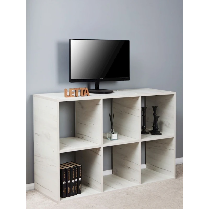 Стеллаж Letta Large Dub White, 108х33х72 см, ЛДСП, белый