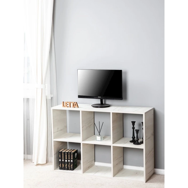 Стеллаж Letta Large Dub White, 108х33х72 см, ЛДСП, белый