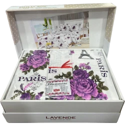 Комплект постельного белья Bluemarine YT-BL-009, двуспальный, хлопок, белый/фиолетовый