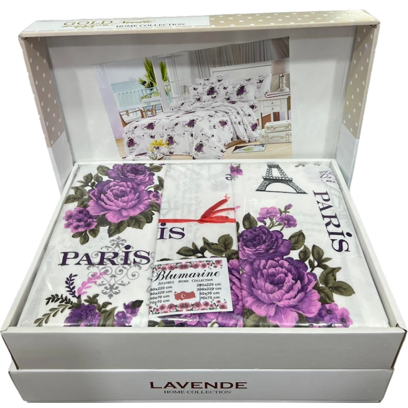 Комплект постельного белья Bluemarine YT-BL-009, двуспальный, хлопок, белый/фиолетовый Комплект постельного белья Bluemarine YT-BL-009, двуспальный, хлопок, белый/фиолетовый