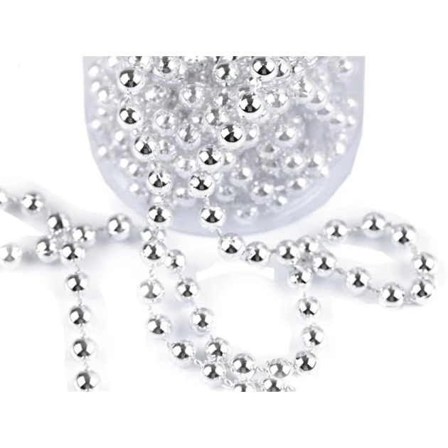 Yeni il üçün plastik muncuqlar X-mart 1581, gümüşü, uzunluğu 5 m