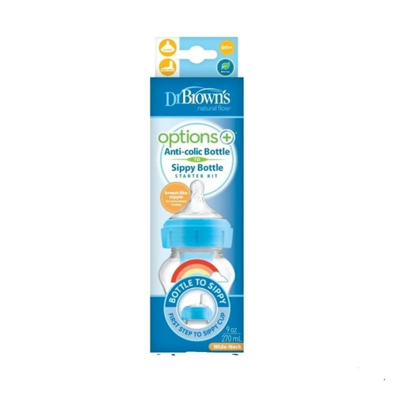 Антиколиковая бутылочка Dr.Brown’s Options+, голубой, 270 мл, 1 шт Антиколиковая бутылочка Dr.Brown’s Options+, голубой, 270 мл, 1 шт