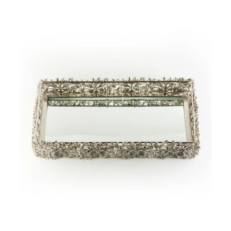 Поднос Hom-me, 32 см, металл/стекло, серебристый