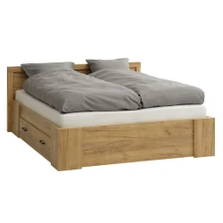 Кровать JYSK Lintrup, 140x200 см, коричневая, без базы и матраса Кровать JYSK Lintrup, 140x200 см, коричневая, без базы и матраса