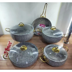 Набор посуды PMT PP-EE-002, гранит, серый, 5 предметов