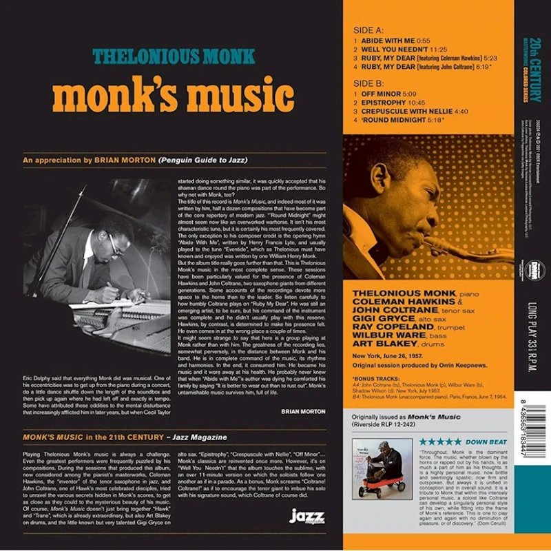 Виниловая пластинка 20th Century Masterworks Thelonious Monk - Monk's music
