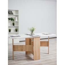 Nahar masası Letta LDSP, ağ/taxta, 75x75x160 sm