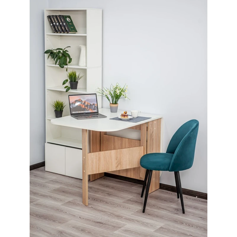 Обеденный стол Letta ЛДСП, белый/древесный, 75x75x160 см Обеденный стол Letta ЛДСП, белый/древесный, 75x75x160 см