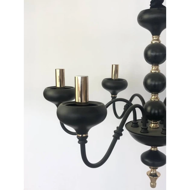 Люстра подвесная Şəms Aydınlatma 85035-6, 6 E14, матовая черная + золотистая/медный - 88161-6 BK