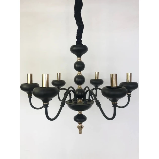 Люстра подвесная Şəms Aydınlatma 85035-6, 6 E14, матовая черная + золотистая/медный - 88161-6 BK