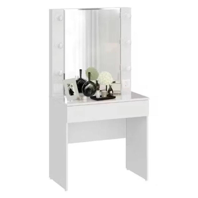 Makiyaj masası Art Mebel 57, laminat, ağ, 155x80x46 sm