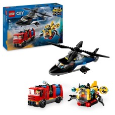 Konstruktor LEGO City Helicopter, Fire Truck & Submarine Remix 60462, 874 parça, 7 yaşdan