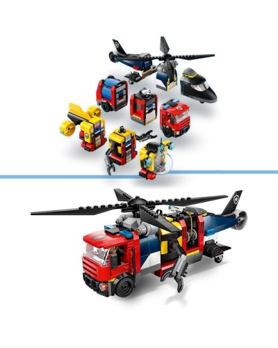 Konstruktor LEGO City Helicopter, Fire Truck & Submarine Remix 60462, 874 parça, 7 yaşdan