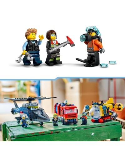 Konstruktor LEGO City Helicopter, Fire Truck & Submarine Remix 60462, 874 parça, 7 yaşdan