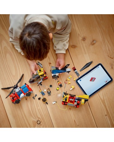 Konstruktor LEGO City Helicopter, Fire Truck & Submarine Remix 60462, 874 parça, 7 yaşdan