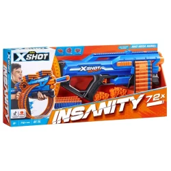 Blaster Zuru XShot Insanity Mad Mega Barrel 72 Darts