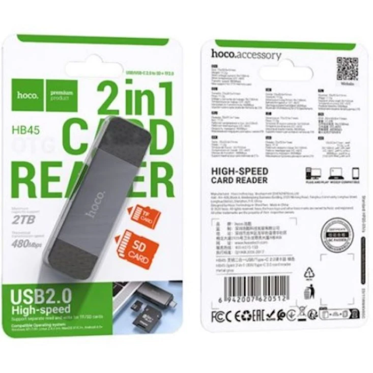Картридер Hoco HB45 USB/Type-C 2.0 Картридер Hoco HB45 USB/Type-C 2.0