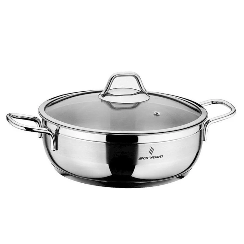 Кастрюля низкая Sofram, нержавеющая сталь/стекло, серебристая, 24 см Кастрюля низкая Sofram, нержавеющая сталь/стекло, серебристая, 24 см