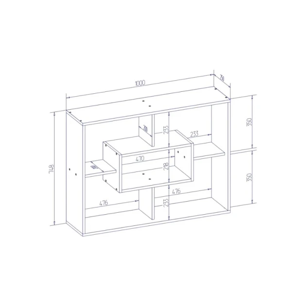 Divar rəfi Art Mebel 25, laminat, 75х100х25 sm, ağ/qara