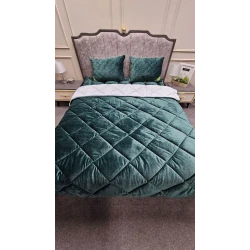 Одеяло ZZ-ZZ-0033, 195x215 см, двуспальное, всесезонное, велюр, зеленое