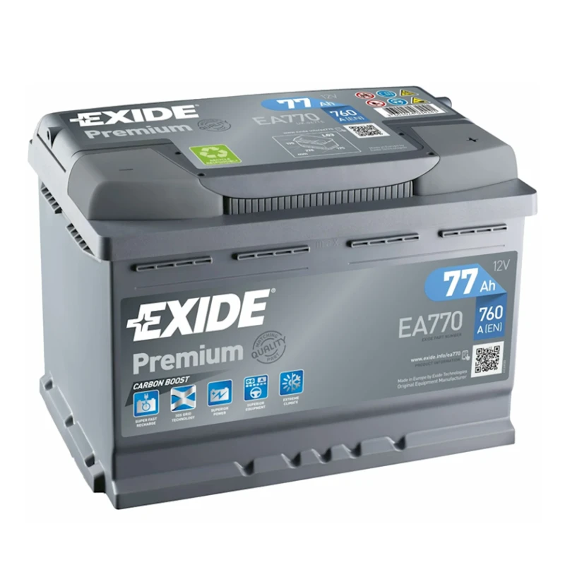 Аккумулятор автомобильный Exide Premium EA770, 77Ач, 760A, 12В, R+ Аккумулятор автомобильный Exide Premium EA770, 77Ач, 760A, 12В, R+