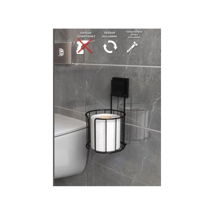 Держатель для туалетной бумаги, металл, черный, 10x13.5x23.5 см
