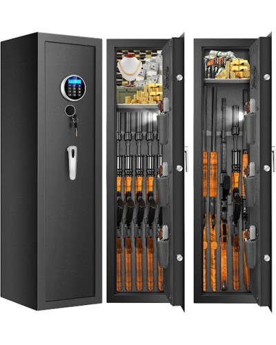 Silah seyfi Strong XD-079_1, elektron kodlu kilid və açar ilə, qara, 1450x370x300 mm, 31 kq
