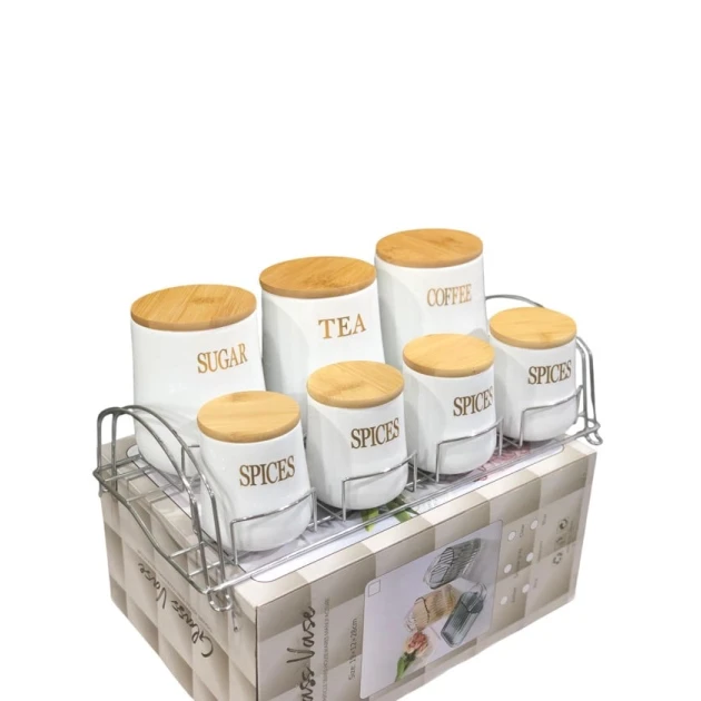 Набор емкостей для специй smil_1081, белый, 7 шт.