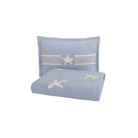 Örtük və yastıq üzü dəsti Yataş Chevron, örtük 160x240 sm, yastıq üzü 50x70 sm 1 əd, birnəfərlik, poliester, İndigo