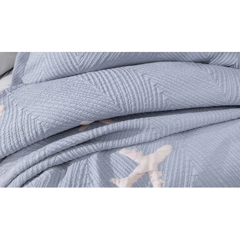 Örtük və yastıq üzü dəsti Yataş Chevron, örtük 160x240 sm, yastıq üzü 50x70 sm 1 əd, birnəfərlik, poliester, İndigo