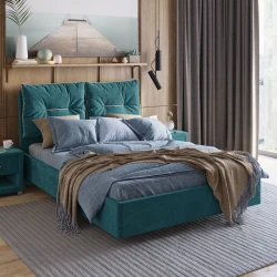 Двуспальная кровать Art_ikili_yataq (180) 46, ламинат, бирюзовая, 200x180x120 см