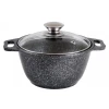 Кастрюля Kukmara Мраморная kmt22a, с крышкой, алюминий, черная, 20 см, 2 л Кастрюля Kukmara Мраморная kmt22a, с крышкой, алюминий, черная, 20 см, 2 л