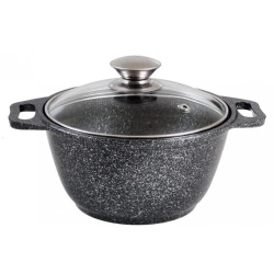 Кастрюля Kukmara Мраморная kmt22a, с крышкой, алюминий, черная, 20 см, 2 л