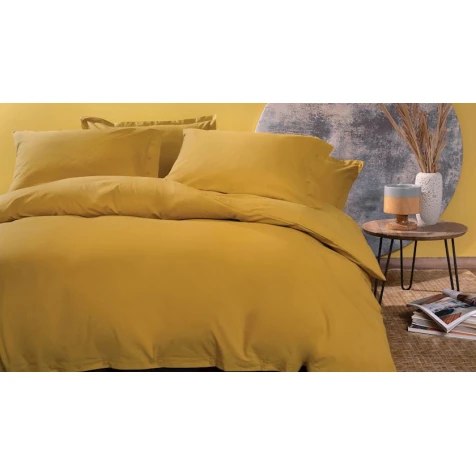 Комплект постельного белья Yataş Plain, пододеяльник 200х220 см, простыня 160x200 см, наволочка 50х70 см (2 шт), двуспальный, хлопок, желтый Комплект постельного белья Yataş Plain, пододеяльник 200х220 см, простыня 160x200 см, наволочка 50х70 см (2 шт), двуспальный, хлопок, желтый