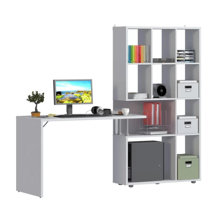 Письменный стол 3563_M2DeskStelWh Белый, ЛДСП, 164.7x59x120.7 см