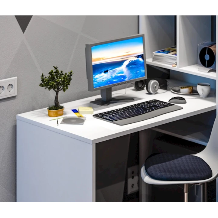 Письменный стол 3563_M2DeskStelWh Белый, ЛДСП, 164.7x59x120.7 см