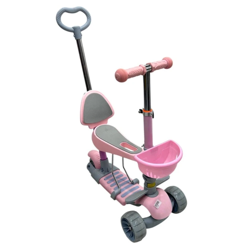 Детский самокат TToys 0337B, с сиденьем, розовый