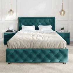 Полутороспальная кровать Art_ikili_yataq 33, ламинат, бирюзовая, 200x160x120 см